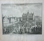 Folkema, J. - Oproer te Hoorn over de invoering van nieuwe Excynzen. 0riginele kopergravure