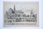 Jan van de Velde II (c.1593-1641), after Jansz. Pieter Saenredam (1597-1665) - Antique print, etching | The Saint Bavo Church from the south East (Sint Bavo kerk zuid-oost), first state, published 1628, 1 p.