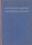 Stapel, F.W. - Aanvullende gegevens omtrent de geschiedenis van het eiland Billiton en het voorkomen van tin aldaar