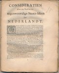 Een liefhebber van 't Gemeene Best - Consideratien over den toestant der tegenwoordige staats-saken van Nederlandt: Origineel pamflet zonde omslag