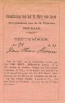 Bidprentje - Bidprentje van het Genootschap van het H. Hart van Jesus, Parochiekerk van de H. Theresia, Den Haag, uitgeschreven voor Den Heer Haun. Met "Imprimatur" (toestemming om te drukken), verleend door M.F. de Beer, Tilburg 1898.