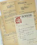IDE, René - René Ide - 4 briefjes aan Hugo Claus (1950/51) 1 handgeschreven en 3 getypte brieven m.b.t. Leesclub Boekuil, Claus eerste lezing in Gent