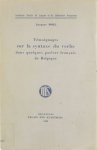 Jacques Pohl Académie royale de langue et de littérature françaises (Belgique) - Témoignages sur la syntaxe du verbe dans quelques parlers français de Belgique