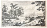 Willem Swidde (1661-1697) and Dirk Dalens II (1657-1687) - [Antique print, etching and engraving] Path to right of river [Set: Verschyde Landschappjes...] (pad bij de rivier), published ca. 1660.
