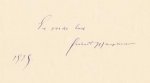 HAUPTMANN, Gerhart - 'Ex corde lux'. (Gesigneerd handschrift).