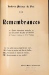 Stiénon du Pré, Ludovic: - Remembrances. Quatre impressions musicales sur des poèmes d`Arthur Symons. Traduit de l`anlglais