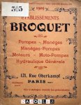 Le Direction Établissements Broquotet - Établissements Broquot. Catalogue des pompes, manèges, moteurs, moto-pompes et hydraulique générale