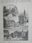 antique print (prent) - Amsterdam. Zuiderkerk. Munt. Nieuwe kerk. Beurs.