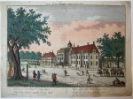 Isaac van Haastert (1753-1834) Georg Balthasar Probst (1732-1801) - [Handcolored Opticaprent/Optical view The Hague/Den Haag] Gesigt, van het Huis de Oranje Zaal (Huis Ten Bosch), published ca. 1770.