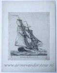 Groenewegen, Gerrit (1754-1826) - [Antique print, etching] Barkentijn Zeylende by de wind; Verscheide soorten Hollandse schepen - E (serie title), published ca 1826, 1 p.