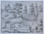 Allard van Everdingen (1621-1675) - [Antique print, etching] The three cottages, published ca. 1631-1675, 1 p.
