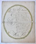 VOLDER - [Calligraphy 1752] Gekalligrafeerd blad “Ten raadsel” door Heertje Volder, dd. 14-2-1752, manuscript, plano, 1 p.