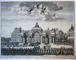 Bastiaen Stoopendaal (1637-1693) after Steven Jacobsz. Vennekool (1656/57-1719) - [Antique print, etching] Entrance of William III in The Hague (Binnenkomst Willem III in Den Haag), published 1691.