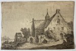 Anthonie Waterloo (1609-1690) - Antique print, etching |  Village church on the bank of a river [set: Landscapes, eleven plates]. (Dorpskerk aan de oever van een rivier), published ca. 1690, 1 p.