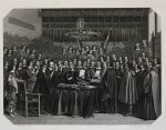 Johannes Heinrich Maria Hubert Rennefeld (1832-1877); after Petrus Franciscus Greive (1811-1872); after Gerard ter Borch (1617-1681) - [Antique print, engraving] Ratification of the treaty of Münster, published ca. 1868-1872.