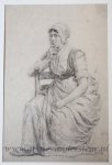 Johannes Christiaan Schotel (1787-1838) - [Antique drawing] Seated woman (zittende vrouw), ca. 1800-1833.