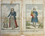 Gerard Valck (1651-1726) and Pieter Schenk (1660-1713), after Pieter van den Berge (1659-1737) - [Two antique prints, hand colored etching and engraving] A couple of farmers from Zaandam / Een paar boeren uit Zaandam, published ca. 1669-1690.