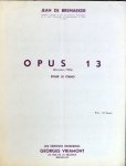 De Bremaeker, Jean de: - Opus 13 (Décembre 1935) pour le piano