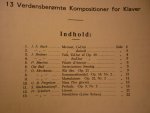 Div. Componisten - Primo - 13 Verdensberomte Kompositioner for Klaver, 1939