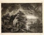 Jacobus Ludovicus Cornet (1815-1882) - [Antique print, etching] Nocturnal landscape with a mill (molen bij nacht), published 1853, 1 p.