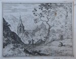 Allard van Everdingen (1621-1675) - [Antique print, etching] The church in the valley, published 1631-1675, 1 p.