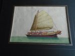 N.v.t. - Chinese Jonk. Aquarel op rijstpapier. Aquarellen, tekeningen, prenten.