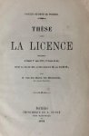 Berch van Heemstede, G. van den, uit Leiden - Thèse pour la licence [...] Poitiers A. Dupré 1873