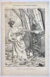 Braakensiek, Johan (1858-1940) - [Original lithograph/lithografie by Johan Braakensiek] De Werkstaking der Amsterdamsche Typografen, 6 Mei 1900, 1 pp.