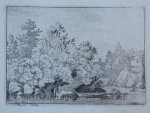 Everdingen, Allard van (1621-1675) - [Antique print, etching, landscape] The Cudgel Dam and the Covered bridge, published between 1631-1675.