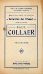 Collaer, Paul: - [Programmheft] Récital de piano donnée par monsieur Paul Collaer. Programme