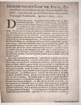 AVAUX, COMTE D', - Memorie van den Graaf van Avaux, extraordinaris ambassadeur van zijn Allerchristelijkste Majesteit gepresenteerd aan de Heeren Staten Generaal ... op den 10 Juny, 1686.