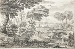 Kabel, Adrian van der (1630/31-1705) (or van der Cabel) - [Antique print, etching, ca 1705] Landscape with figures / Apollo kills Coronis, published ca 1705, 1 p.