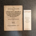  - De openinghe van t’ghene datter ghepasseert ende geresolveert is in de Zuythollantschen Synodus, gehouden binnen Schoonhoven, aengaende de suspensie der vier Predicanten ende Ouderlinghen binnen Rotterdam. Mitsgaders het verkiesen der nieuwe k...