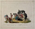  - Antique print, etching, handcolored | Funeral of the plan of the Constitution (begrafenis van de Grondwet), published 1797, 2 p.