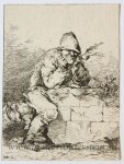 Loutherbourg, Philippe Jacques de (1740-1812) - Original etching/ets: Man smoking a pipe/Pijprokende man, ca 1755-1771.