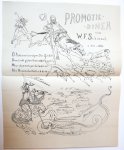 Schimmel, W.F. - Promotieprent Amsterdam 1882 | Prent op de promotie van Mr W.F.Schimmel, naar ontwerp van W. Six. 1882.
