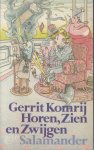 Komrij (Winterswijk, 30 maart 1944 - Amsterdam, 5 juli 2012), Gerrit Jan - Horen, Zien en Zwijgen - Vreugdetranen over de treurbuis - Gerrit Komrij schreef van januari t/m december 1976 zijn stukken over TV in het NRC/Handelsblad. 'Twaalf maanden bakkeleien met de treurbuis.'