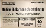 Furtwängler, Wilhelm: - [Flyer] Berliner Philharmonisches Orchester o.l.v. Dr. Wilhelm Furtwängler