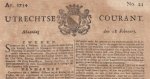 UTRECHTSE COURANT - Utrechtse Courant Ao. 1754 No. 21, Maandag den 18 February.
