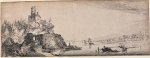 Jan van de Velde II (c. 1593-1641) - Antique print, etching | Riverlandscape with a castle, published ca. 1615, 1 p.