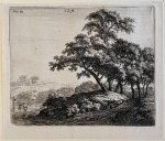 Jacob Esselens (1626-1687) [attributed to], published by Anthonie Waterloo (1609-1690) - Antique print, etching | Landscape with a flock of sheep, published ca. 1680, 1 p.