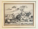 after Abraham Cornelisz. Bloemaert (1564/66-1651), Frederick Bloemaert (ca.1614-1690) - Framed antique drawing | Allegory of the month of July, ca. 1780,  1 p.
