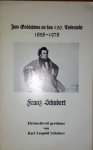 Schubert, Karl Leopold: - Zum Gedächtnis an das 150. Todesjahr 1828-1978. Franz Schubert