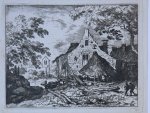 Allard van Everdingen (1621-1675) - [Antique landscape print, etching] The haybarn with the movable roof, published 1631-1675, 1 p.