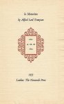 TENNYSON, Alfred Lord - In Memoriam, by Alfred Lord Tennyson, A. H. H. 1811-1833.