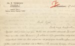 (EEDEN, Frederik van). TIDEMAN, P. - Gesigneerde, handgeschreven brief aan 'Rees' ofwel dr. A.J. Resink.