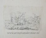Pieter Roosing (1794-1839) after Jan Kobell II (1778-1814) - [Original etching, ets] P. Roosing after J. Kobell II. Cow and sheep a meadow, published 1800-1850.