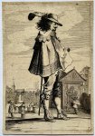 Savery, Salomon (1594-1678) after Quast, Pieter Jansz. (1605/6-1647) - Antique Etching - Standing armed soldiers [set title]: Soldier in right profile before a campo - S. Savery, published before 1678, 1 p.