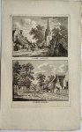 J. Bulthuis, K.F. Bendorp - Antieke prent Zeeland: 't Dorp Gapinge. / T' Zelve Anders.