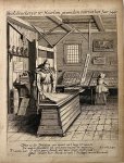 Jan van de Velde II (c.1593-1641), after Jansz. Pieter Saenredam (1597-1665) - Antique print, etching | The book printer's workshop, published 1628, 1 p.